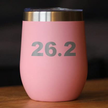 26.2 Marathon - Wine Tumbler Cup with Sliding Lid - Stainless Steel Insulated Mug - Gifts for Marathon Runners Men & Women