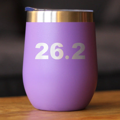 26.2 Marathon - Wine Tumbler Cup with Sliding Lid - Stainless Steel Insulated Mug - Gifts for Marathon Runners Men & Women