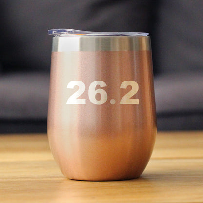 26.2 Marathon - Wine Tumbler Cup with Sliding Lid - Stainless Steel Insulated Mug - Gifts for Marathon Runners Men & Women