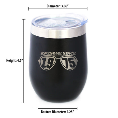 Awesome Since 1975 Insulated Wine Tumbler with Sliding Lid 50th Birthday Gift Ideas 12oz Stainless Steel Tumbler