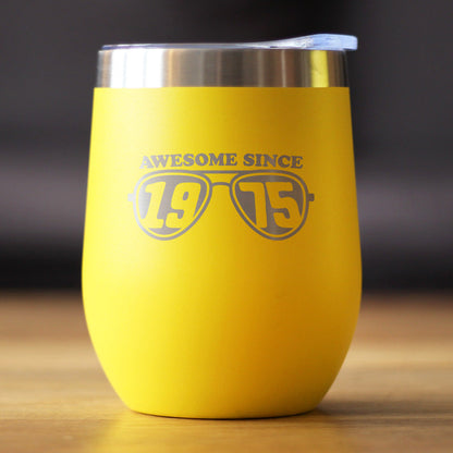Awesome Since 1975 Insulated Wine Tumbler with Sliding Lid 50th Birthday Gift Ideas 12oz Stainless Steel Tumbler