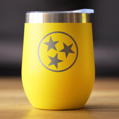 Flag of Tennessee - Wine Tumbler Glass with Sliding Lid - Stainless Steel Insulated Mug - Tennessee Gifts for Women and Men Tennesseans