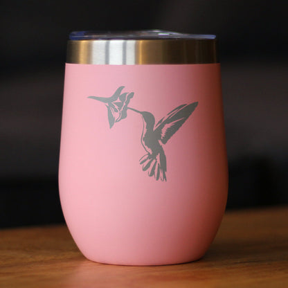 Hummingbird - Wine Tumbler Glass with Sliding Lid - Stainless Steel Insulated Mug - Hummingbird Gifts and Decor for Women and Men