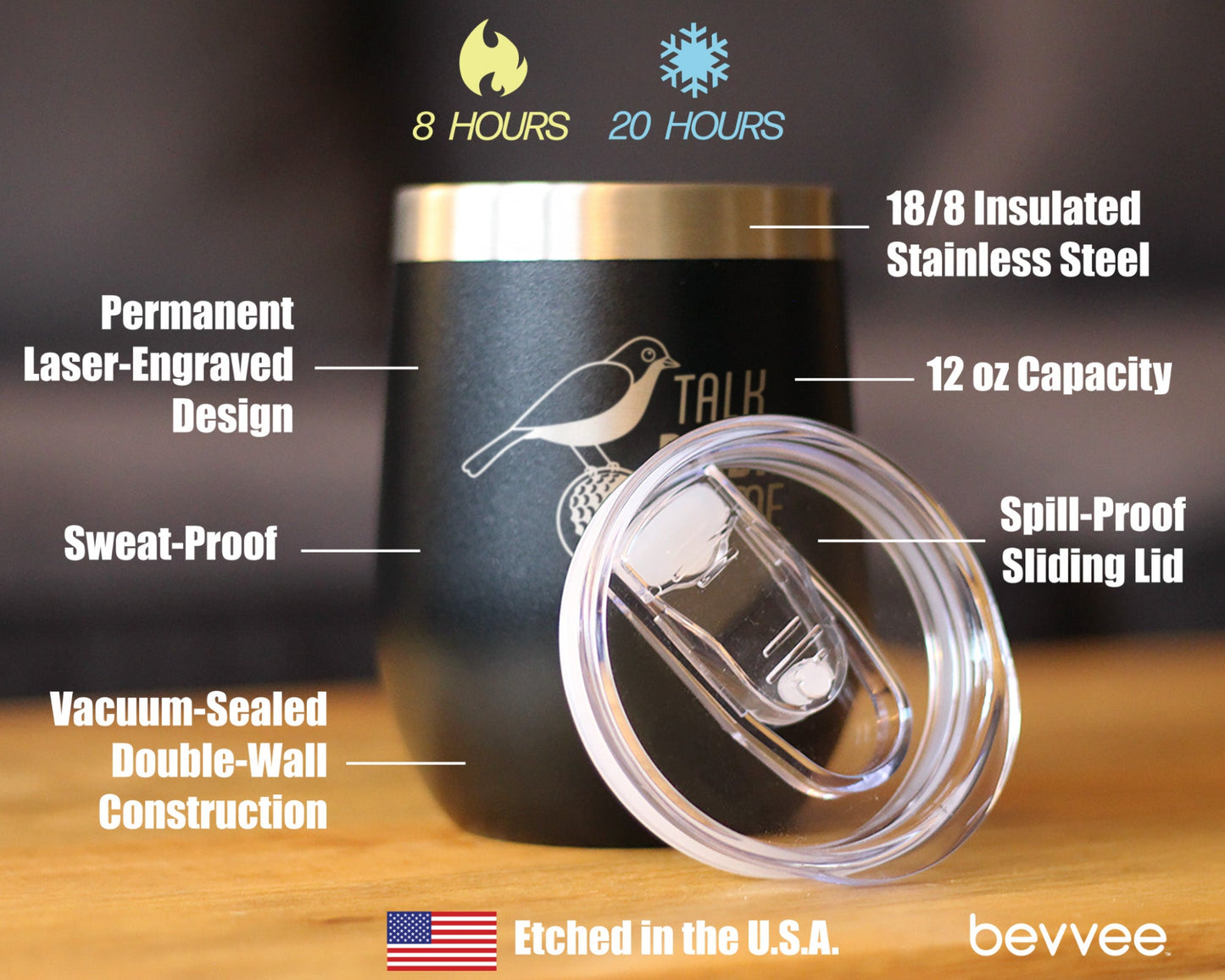 Funny Golf Gifts Insulated Wine Tumbler with Sliding Lid Talk Birdie to Me 12oz Stainless Steel Tumbler