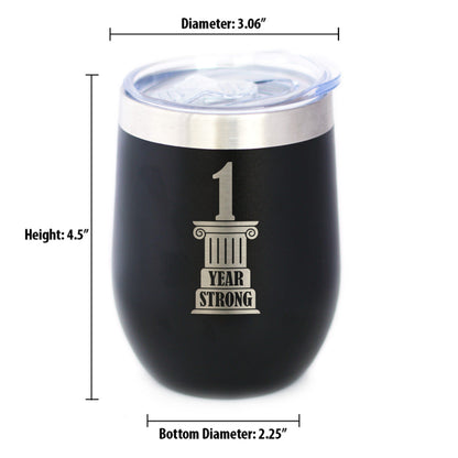 1st Anniversary Party Decor Insulated Wine Tumbler with Sliding Lid 1 Year Strong 12oz Stainless Steel Tumbler