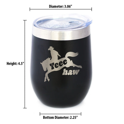Yeehaw Insulated Wine Tumbler with Sliding Lid Rodeo Party Decorations & Western Home Decor 12oz Stainless Steel Tumbler