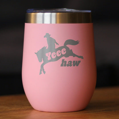 Yeehaw Insulated Wine Tumbler with Sliding Lid Rodeo Party Decorations & Western Home Decor 12oz Stainless Steel Tumbler