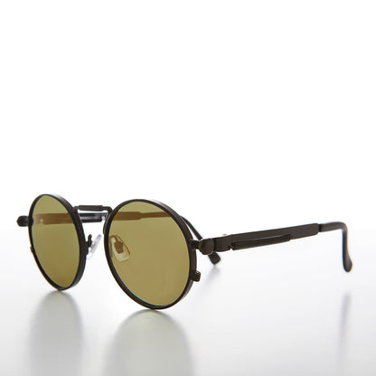 Round Black Goth Steampunk Sunglass with Color Lenses - Ivan 6