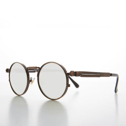 Round Bronze Metal Goth Steampunk Sunglass - Ivan 3