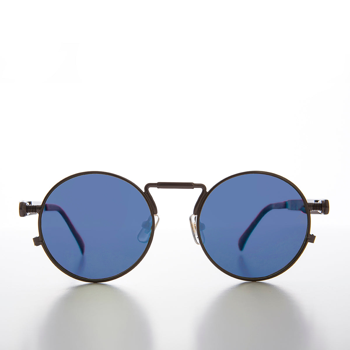 Round Gunmetal Goth Steampunk Sunglass with Colored Lenses - Ivan 9