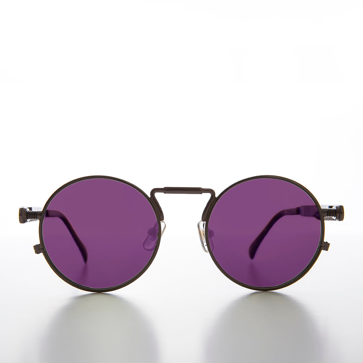 Round Gunmetal Goth Steampunk Sunglass with Colored Lenses - Ivan 9