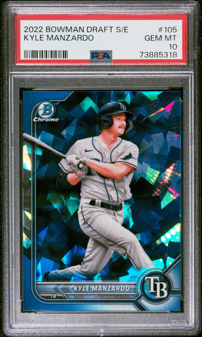 Graded 2022 Topps Bowman Draft Sapphire Edition Kyle Manzardo #105 Rookie RC Baseball Card PSA 10 Gem Mint