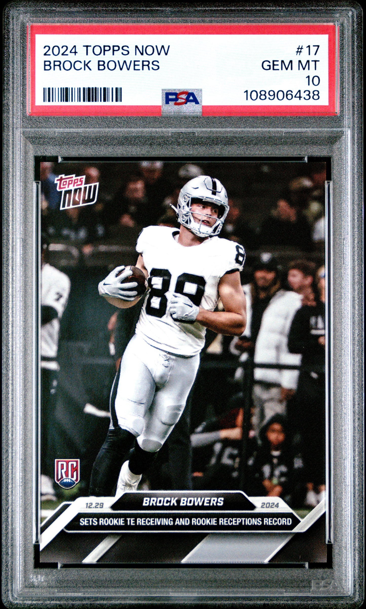 Graded 2024 Topps Now Brock Bowers #17 Rookie RC Football Card PSA 10 Gem Mint