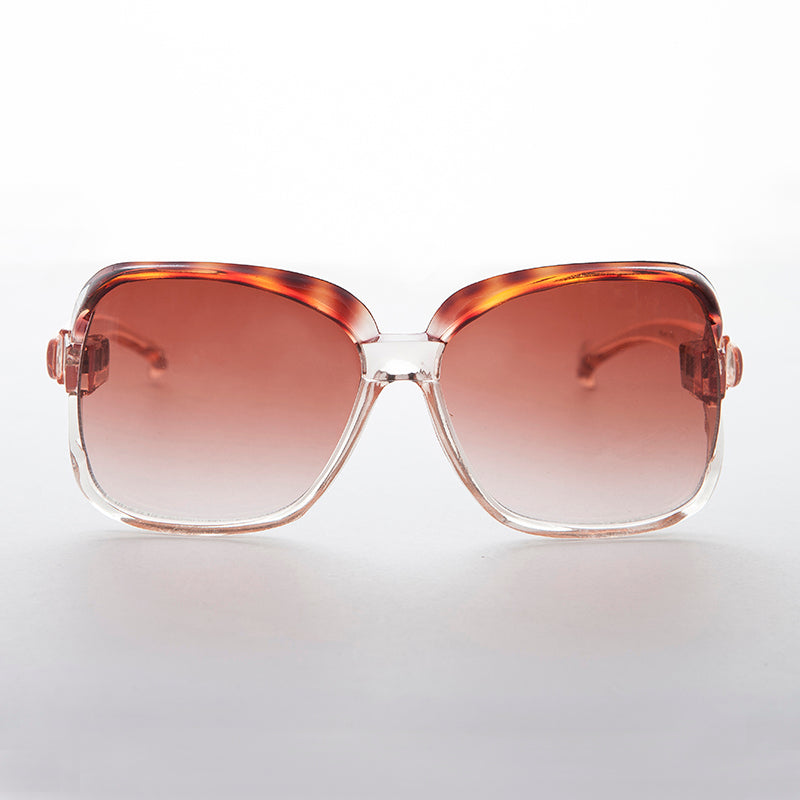 Oversized Square Clear Frame Vintage Sunglasses - Ibiza 1