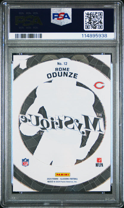 Graded 2024 Panini Illusions Rome Odunze #12 Mystique Rookie RC Football Card PSA 10 Gem Mint