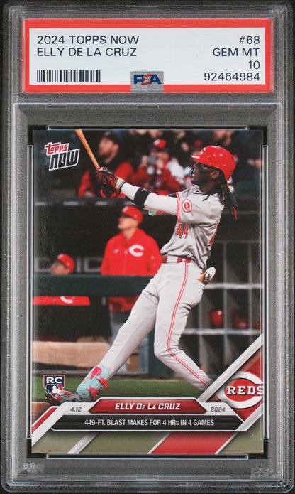 Graded 2024 Topps Now Elly De La Cruz #68 Rookie RC Baseball Card PSA 10 Gem Mint