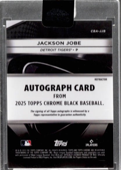 2025 Topps Chrome Black Jackson Jobe #CBAJJB Refractor Auto /199 Detroit Tigers Rookie RC Baseball Card