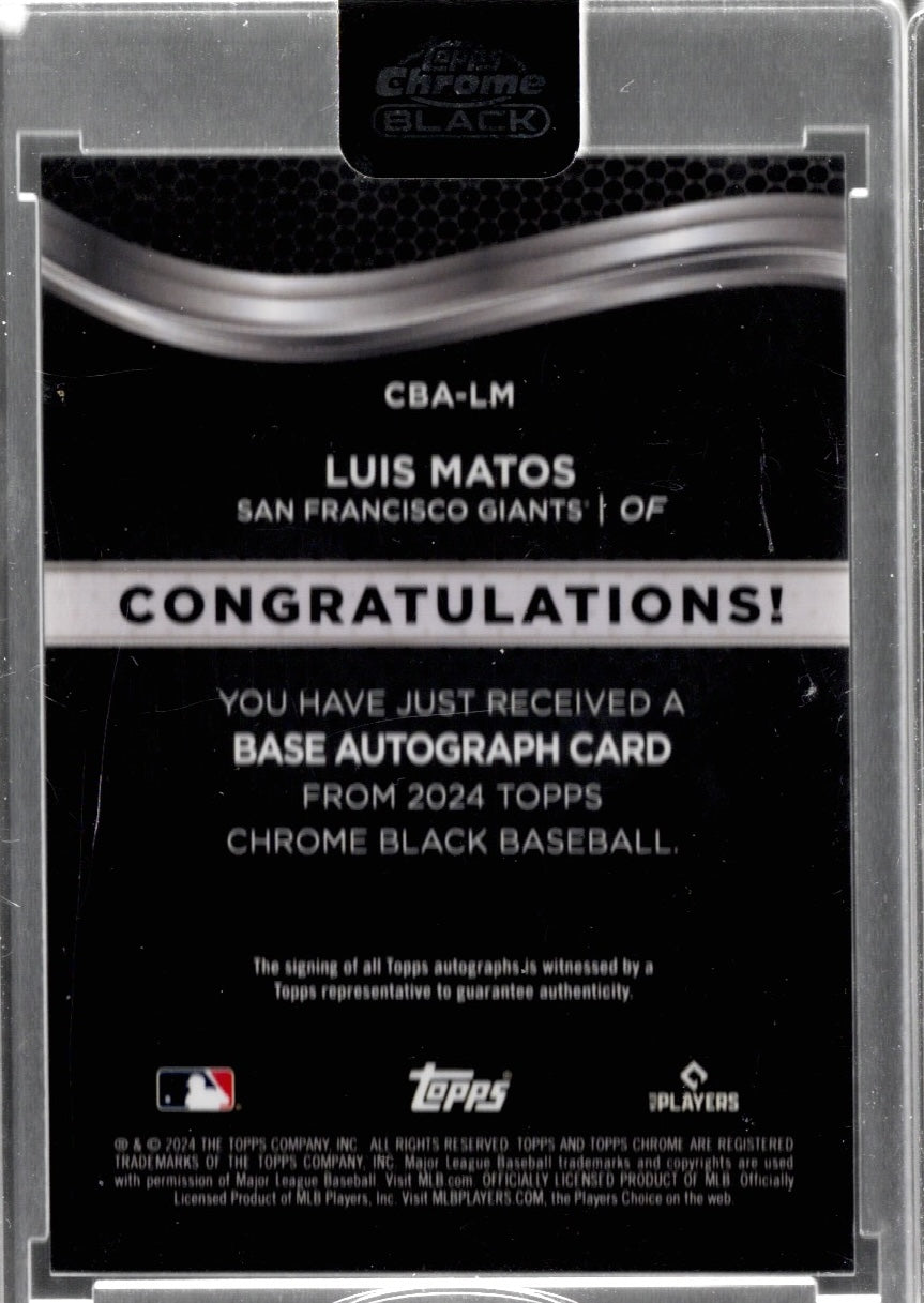 2025 Topps Chrome Black Luis Matos #CBALMB Auto San Francisco Giants Rookie RC Baseball Card