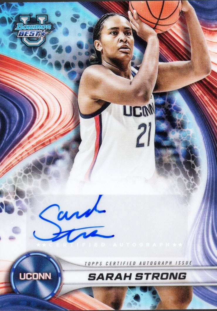 2024 Topps Bowman University's Best Sarah Strong #B24SS Refractor Auto Rookie RC Basketball Card