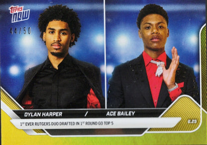 2025 Topps Now Dylan Harper/Ace Bailey #DHAB Gold Foil /50 Rookie RC Basketball Card