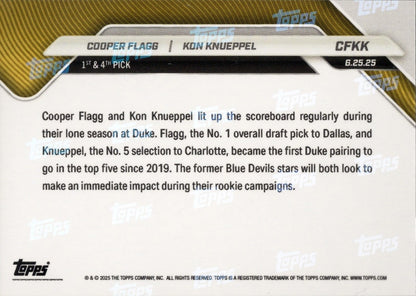 2025 Topps Now Cooper Flagg/Kon Knueppel #CFKK Green Foil /99 Rookie RC Basketball Card