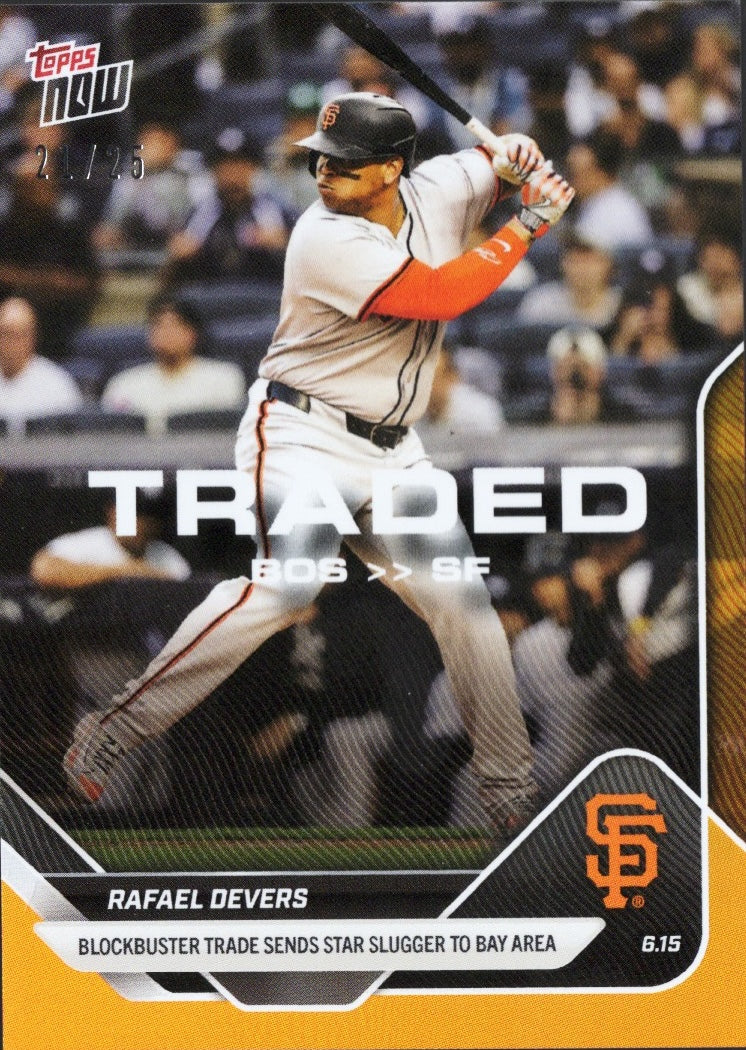 2025 Topps Now Rafael Devers #303 Orange Foil /25 Baseball Card