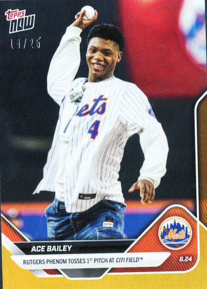 2025 Topps Now Ace Bailey #348 Orange Foil /25 Rookie RC Baseball Card