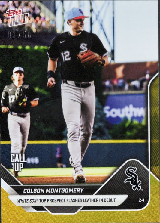 2025 Topps Now Colson Montgomery #387 Gold Foil /50 Chicago White Sox Rookie RC Baseball Card