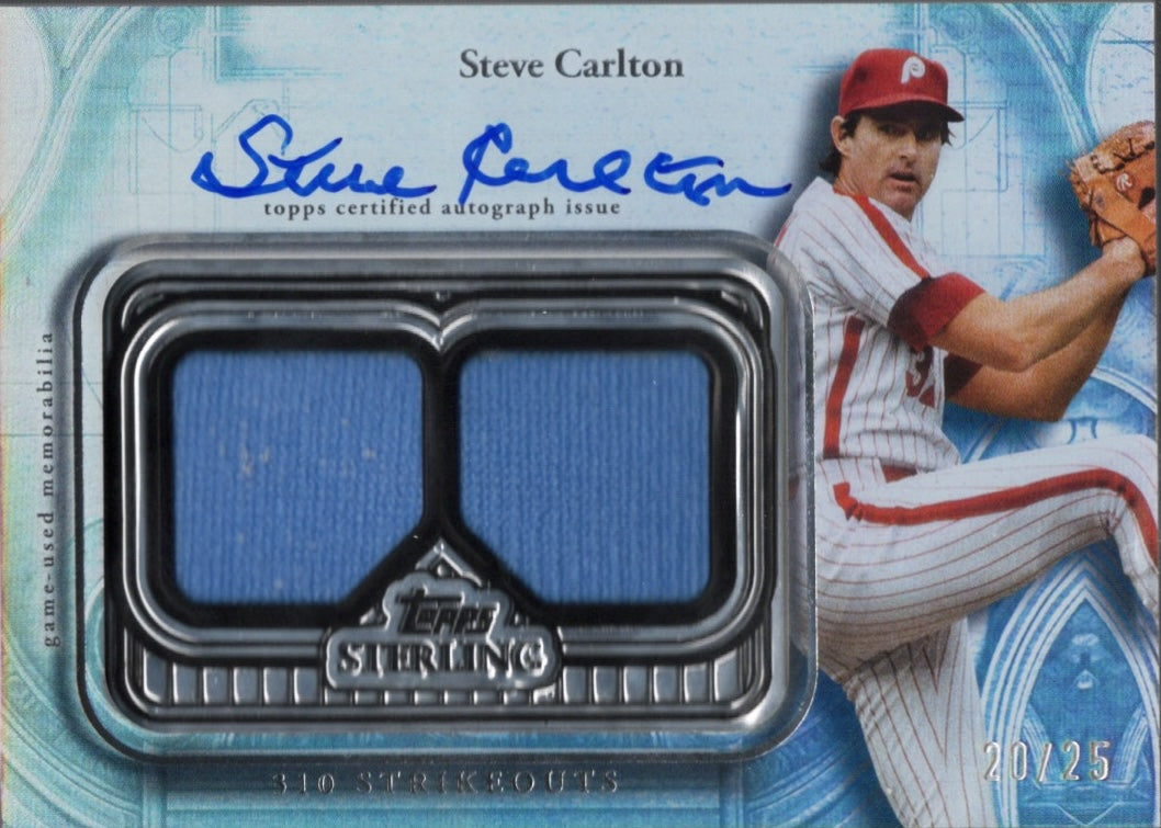 2025 Topps Sterling Steve Carlton #STASC Sterling Strikes Relic Auto /25 Philadelphia Phillies Baseball Card