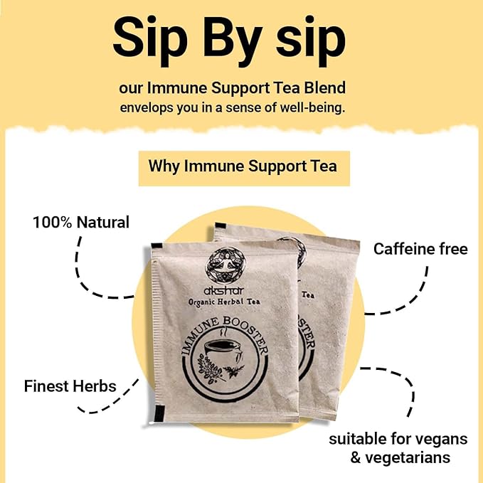 80 Immune Boost Tea Bags | Herbal Tea with Moringa, Peppermint & Holy Basil | Caffeine-Free