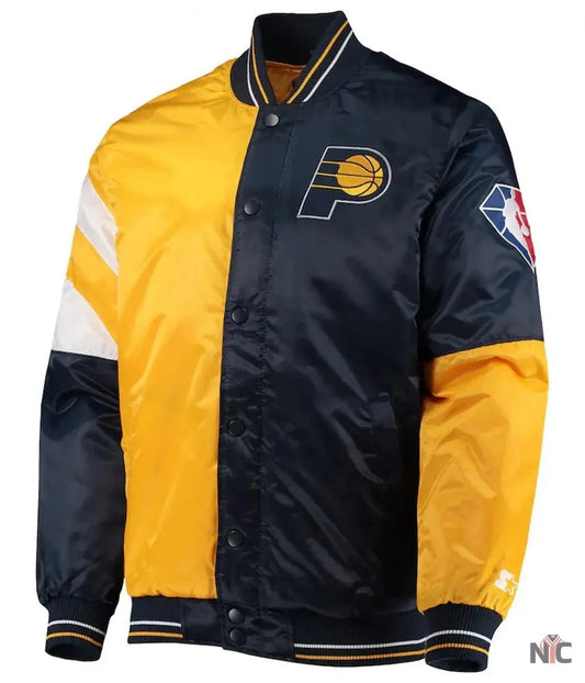 Indiana Pacers Leader Color Block Satin Varsity Jacket