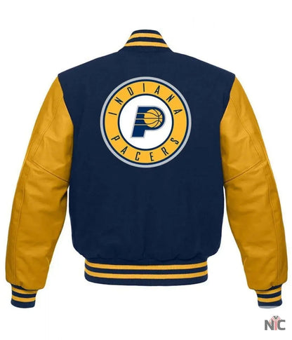 Indiana Pacers Letterman Blue and Yellow Jacket