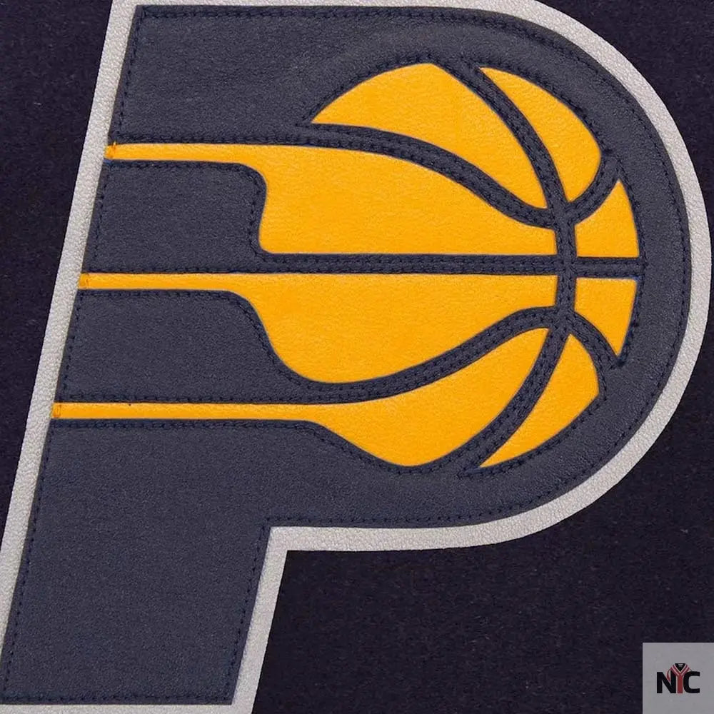 Indiana Pacers Navy and White Varsity Jacket