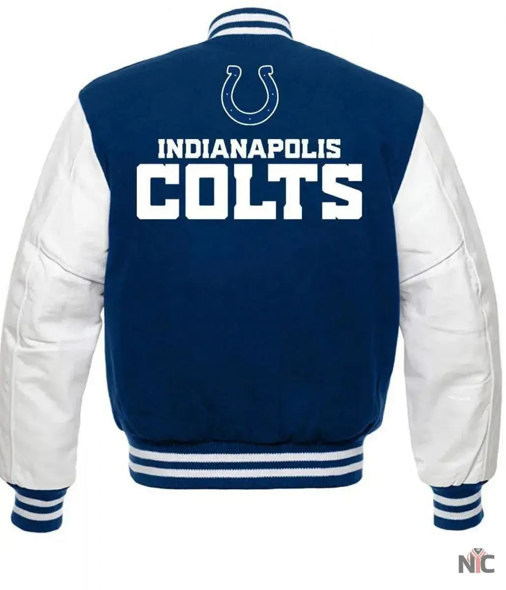 Indianapolis Colts Blue and White Letterman Jacket