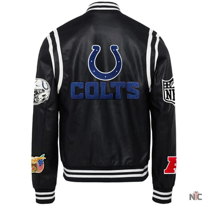 Indianapolis Colts Jeff Hamilton Leather Varsity Jacket