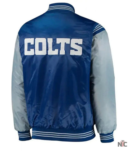 Indianapolis Colts Starter Satin Grey and Blue Jacket