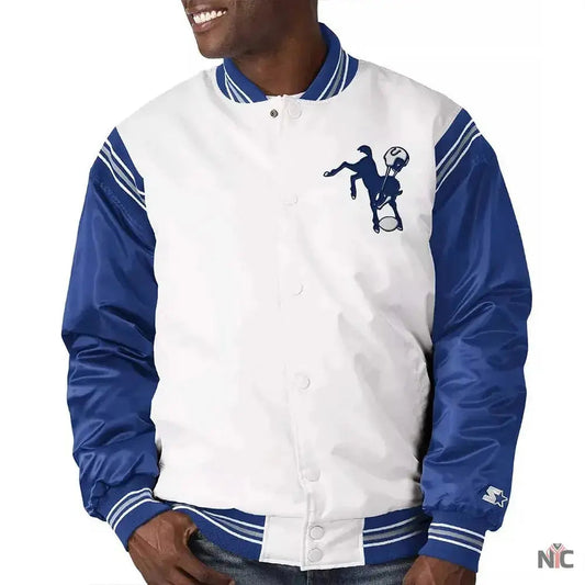 Indianapolis Colts Throwback Varsity Satin Jacket