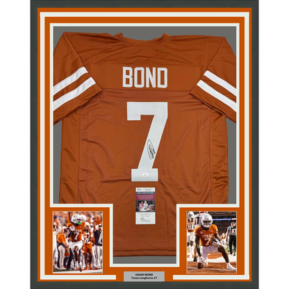 Framed Autographed/Signed Isaiah Bond 35x39 Texas Orange College Football Jersey JSA COA