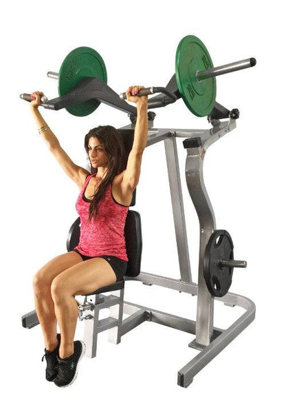 Power Leverage Iso Lateral Shoulder Press - Muscle D Fitness - Adjustable Seat - Weight Storage Pegs - Plate Load MIlitary Press
