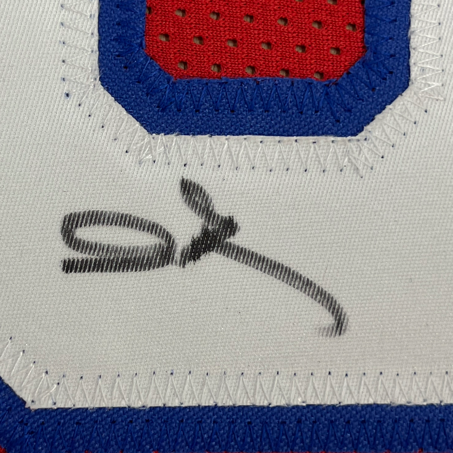 Framed Autographed/Signed Allen Iverson 35x39 Philadelphia Red Basketball Jersey JSA COA