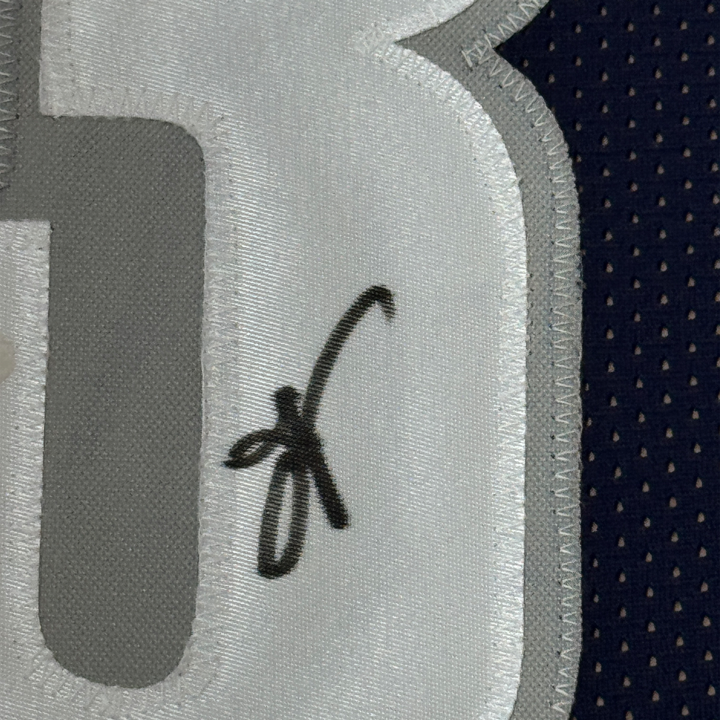 Framed Autographed/Signed Allen Iverson 35x39 Georgetown Blue Basketball Jersey JSA COA