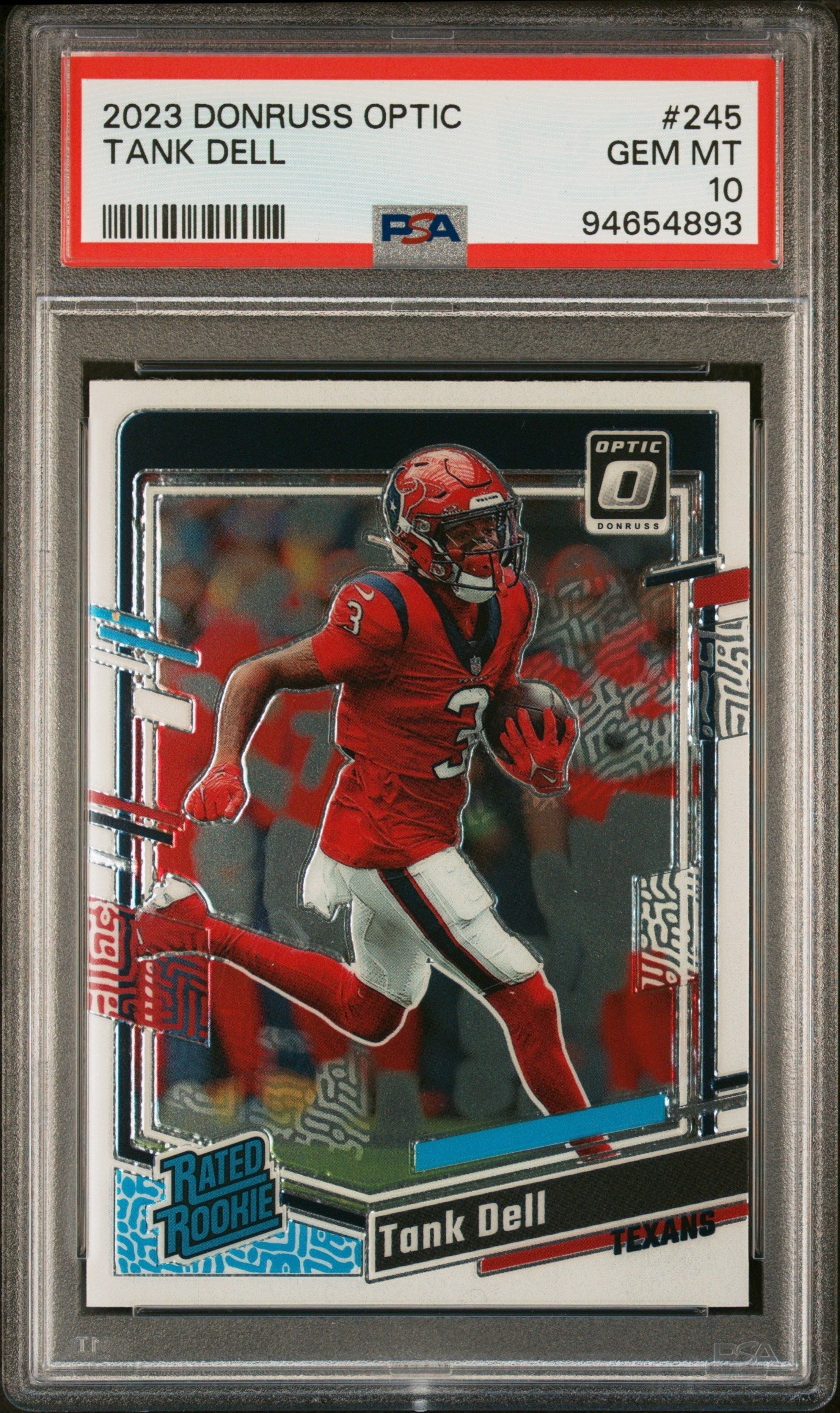Graded 2023 Panini Donruss Optic Tank Dell #245 Rookie RC Football Card PSA 10 Gem Mint