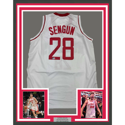 Framed Autographed/Signed Alperen Sengun 35x39 Houston White Basketball Jersey Beckett BAS COA