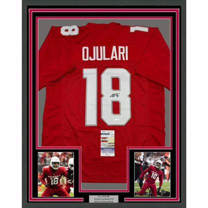 Framed Autographed/Signed B.J. BJ Ojulari 35x39 Arizona Red Football Jersey JSA COA