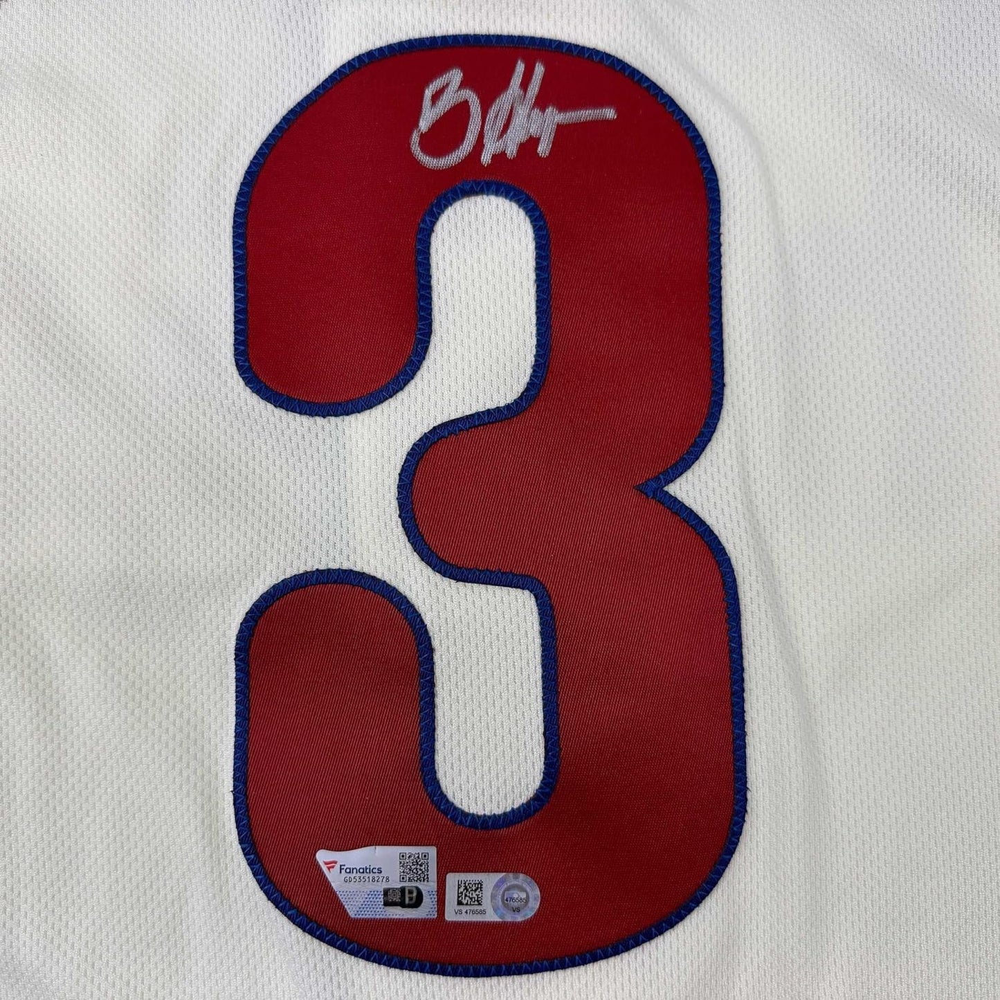 Framed Autographed/Signed Bryce Harper 35x39 Philadelphia Phillies Cream Authentic Baseball Jersey Fanatics & MLB COA
