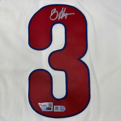 Framed Autographed/Signed Bryce Harper 35x39 Philadelphia Phillies Cream Authentic Baseball Jersey Fanatics & MLB COA
