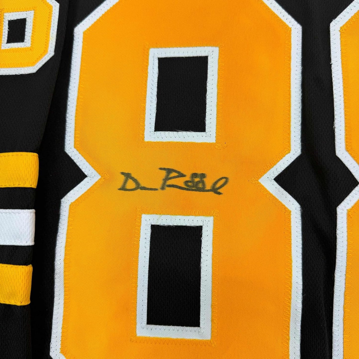 Framed Autographed/Signed David Pastrnak 35x39 Boston Black Hockey Jersey Beckett BAS COA #2