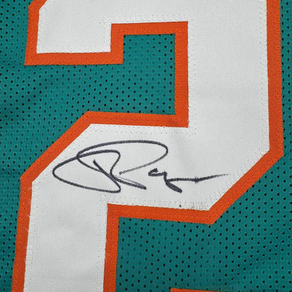 Framed Autographed/Signed Jordan Poyer 35x39 Miami Teal Football Jersey Beckett BAS COA