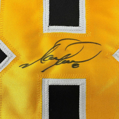 Framed Autographed/Signed Mark Recchi 35x39 Pittsburgh Black Hockey Jersey JSA COA