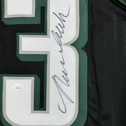 Framed Autographed/Signed Nolan Smith Jr. 35x39 Philadelphia Black Football Jersey JSA COA
